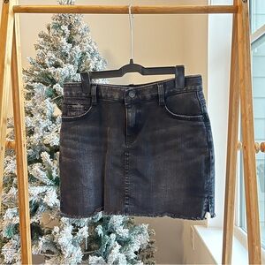 Made in Korea Denim Skort/Black Grey Raw Hem Skirt with Inner Shorts/Size 28